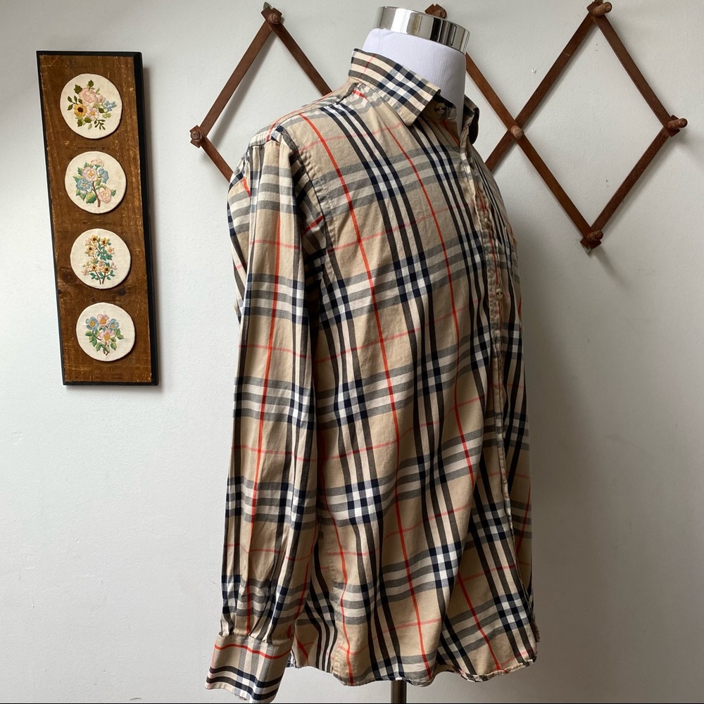 Vintage Burberry Nova Check Plaid Button Shirt - Picture 9 of 14